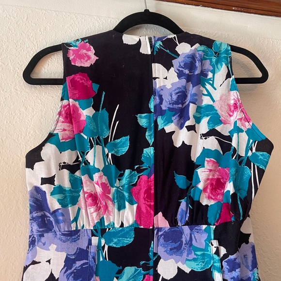 Vintage 1980s Floral Party Dress M - Picture 2 of 10